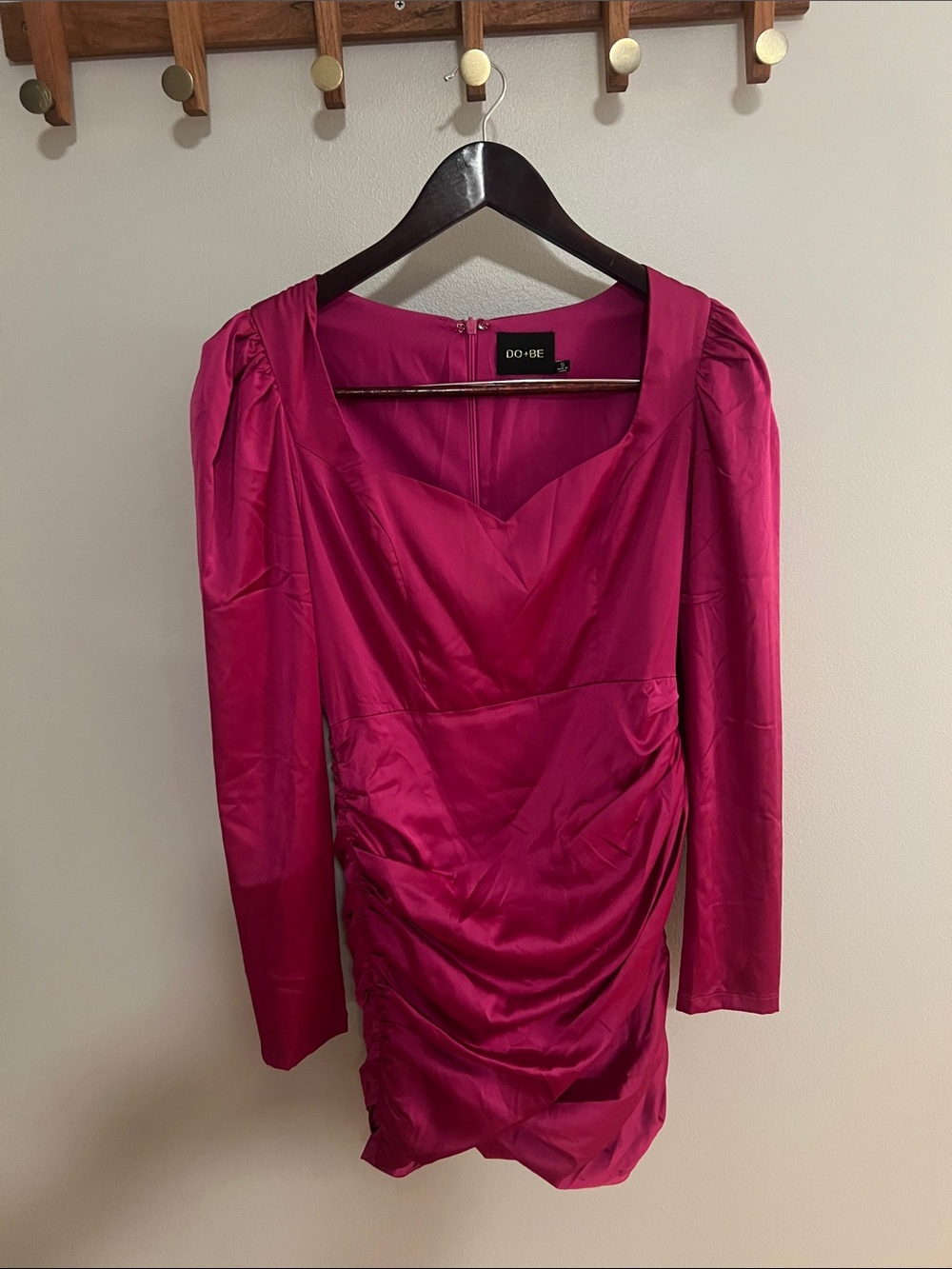 DO+BE Hot Pink Ruched Long Sleeve Mini Dress